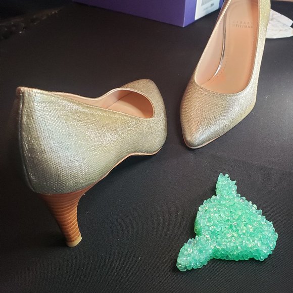 Stuart Weitzman Miami Topo Summer Linen Pump with hurrache stacked heel - Picture 1 of 8